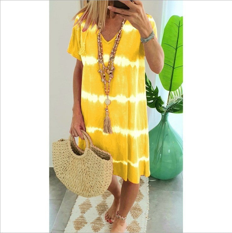 new hot sale summer women tie-dye print dress