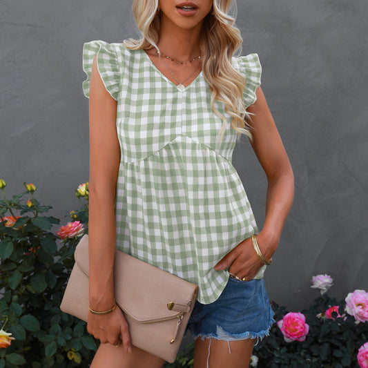 2022 summer new fashion women cotton v-neck shirts