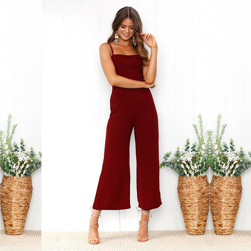 2022 women's summer new fashion sexy spaghetti back with open back women's jumpsuits