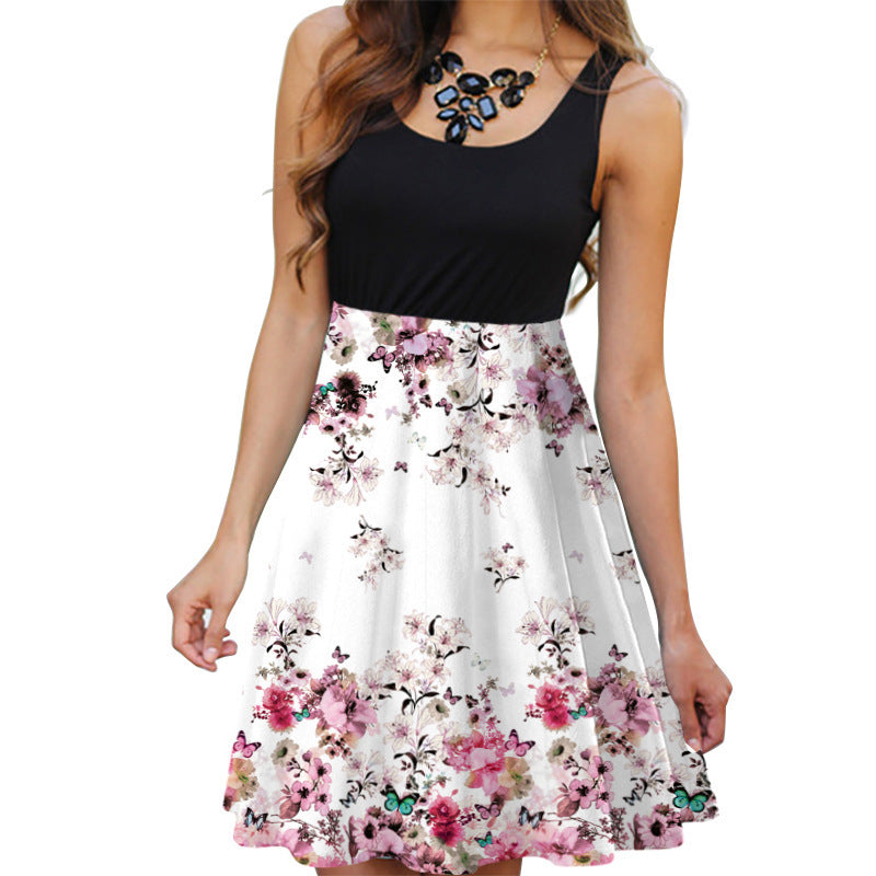 summer women fashion vintage 3D printing casual dress vestidos