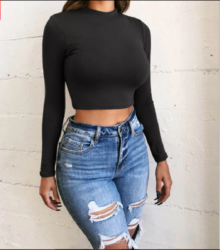 fashion sexy slim fit v-neck t-shirt tops