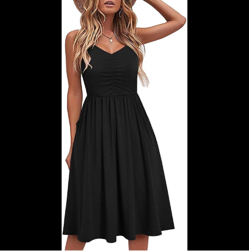 women fashion solid color sleeveless v-neck dresses