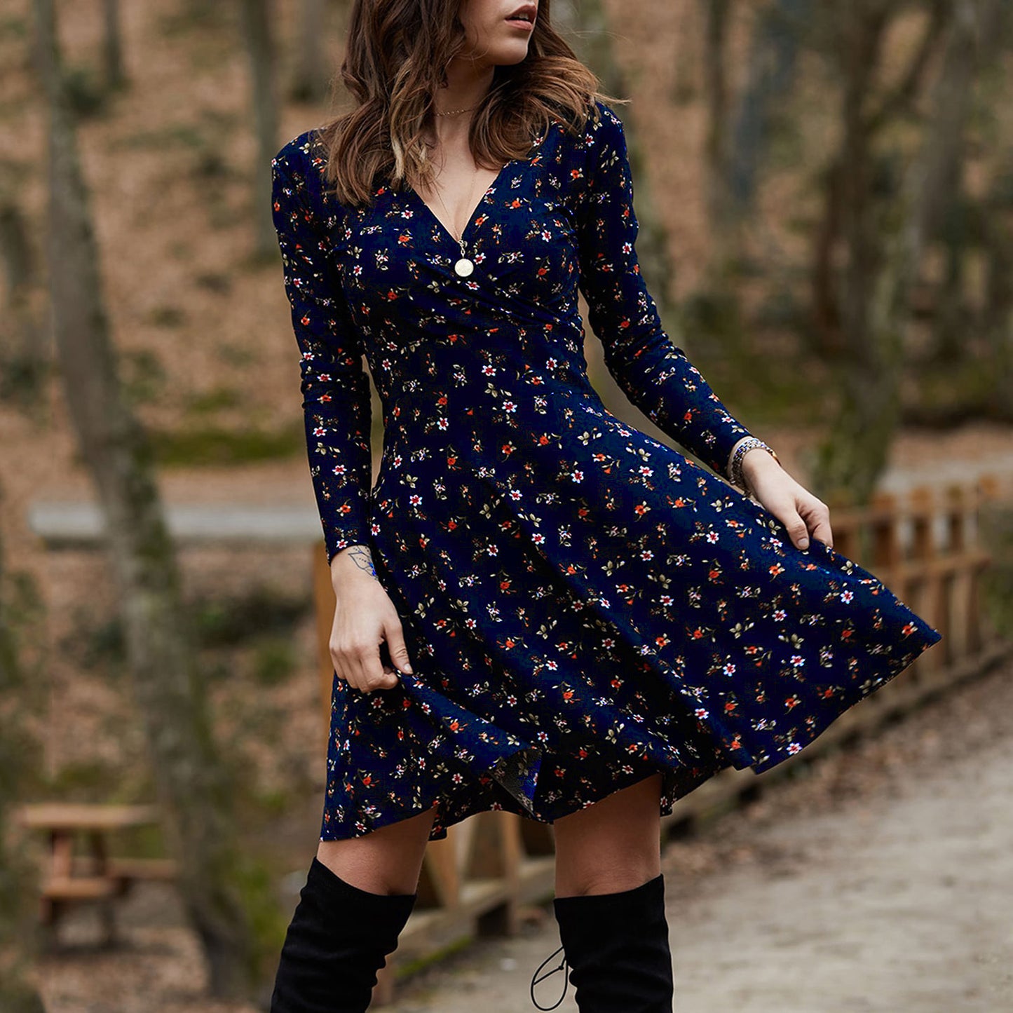 long sleeve floral dress