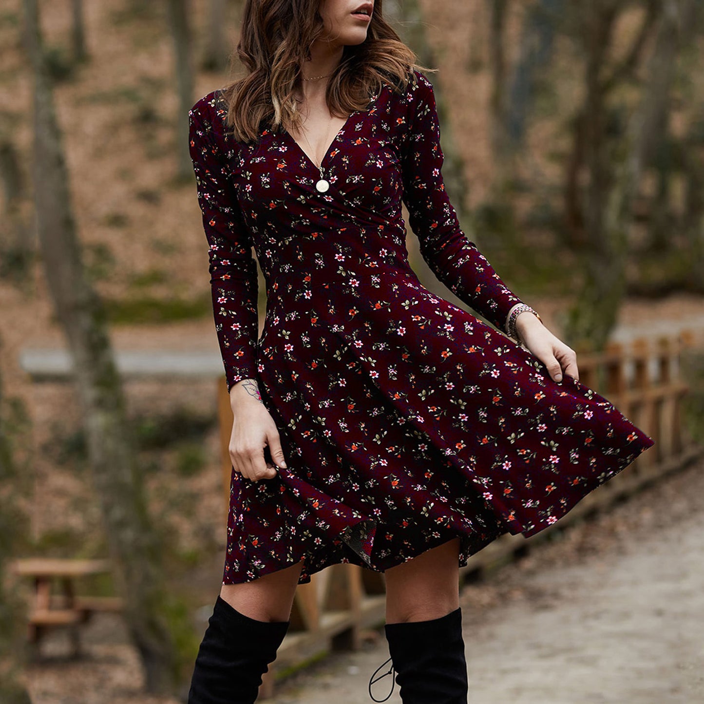 long sleeve floral dress