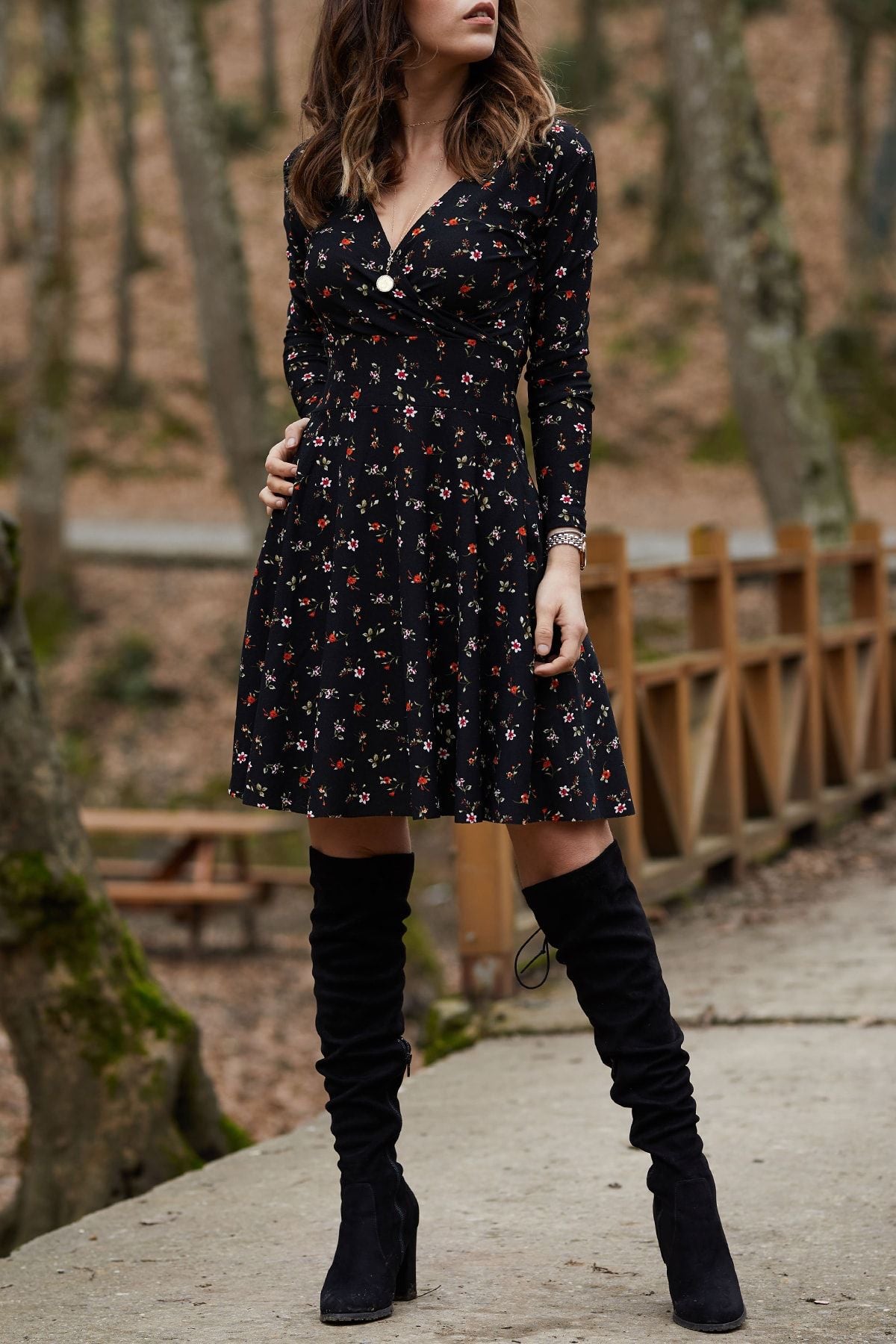 long sleeve floral dress