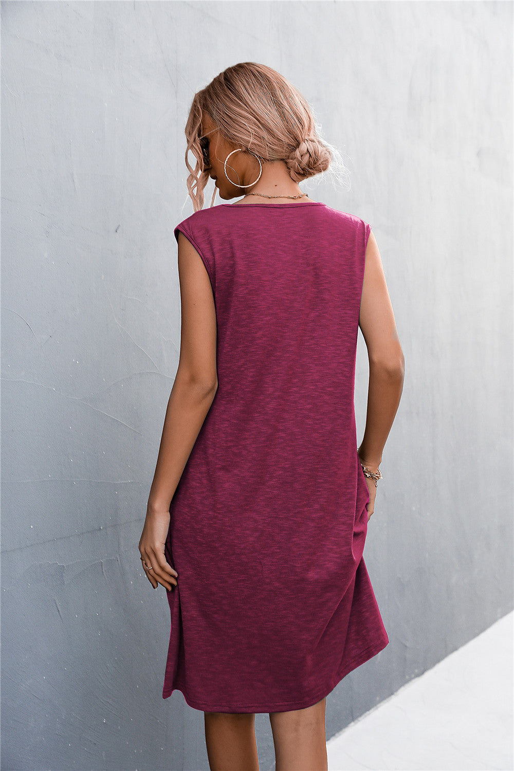 sexy lady casual solid sleeveless sling a line loose dress