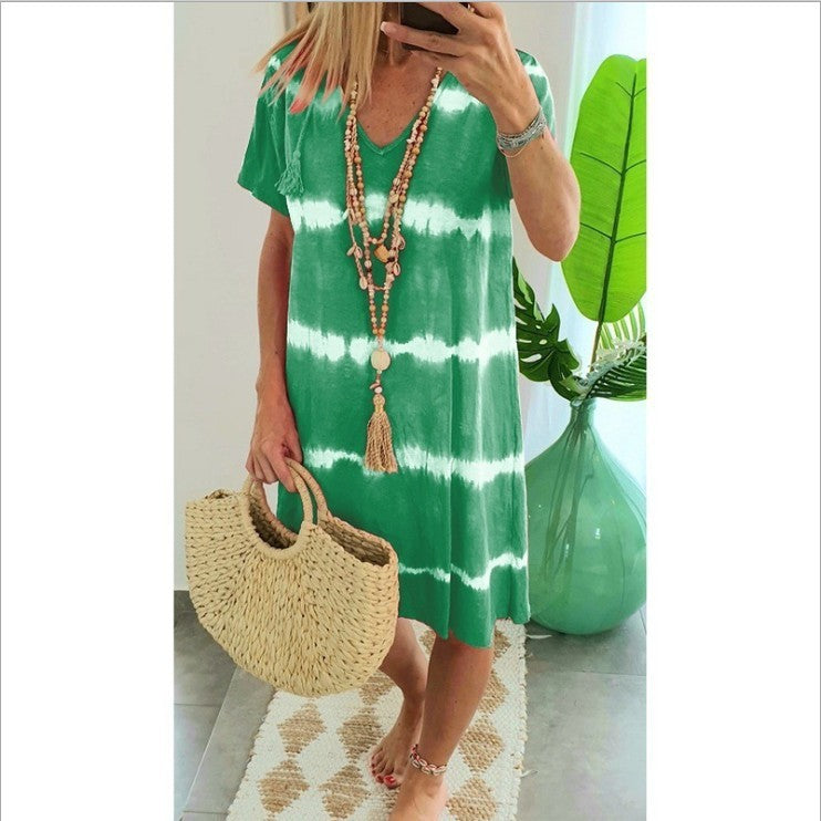new hot sale summer women tie-dye print dress