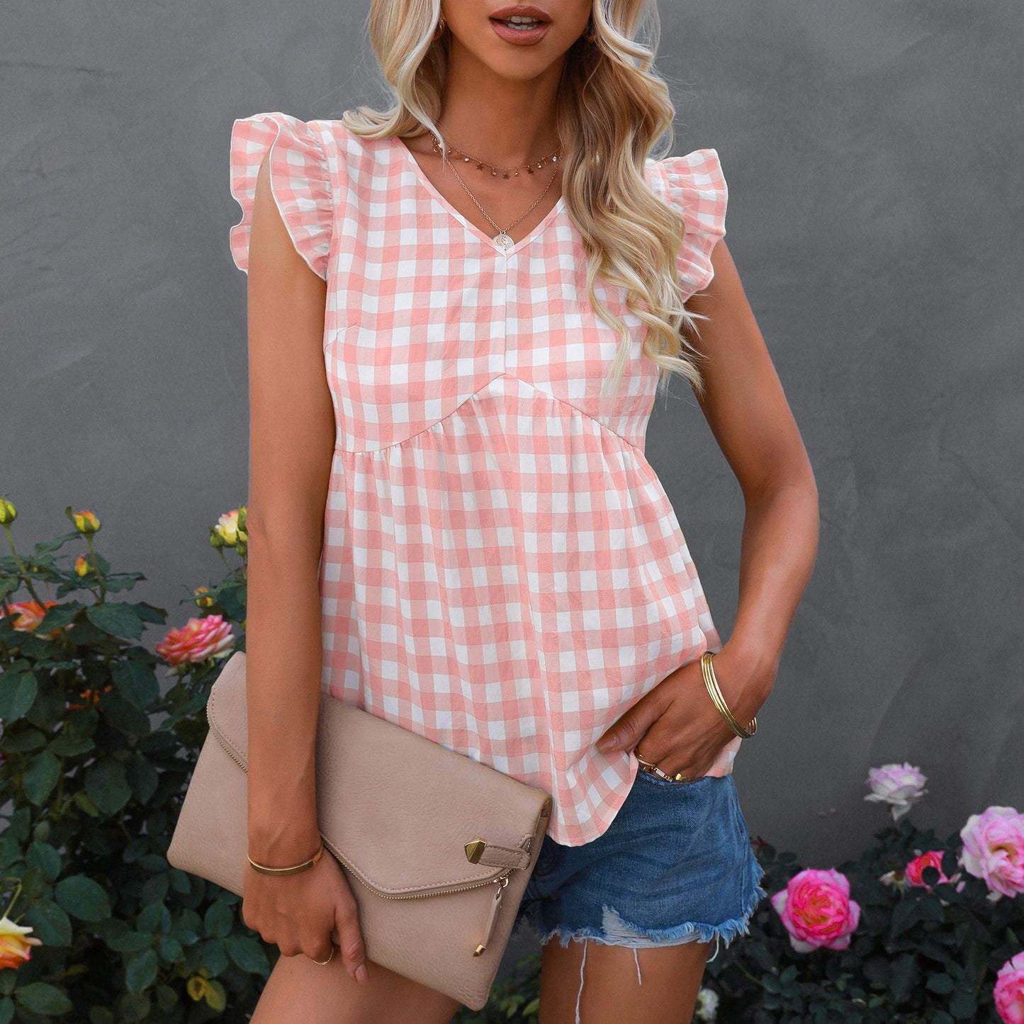 2022 summer new fashion women cotton v-neck shirts