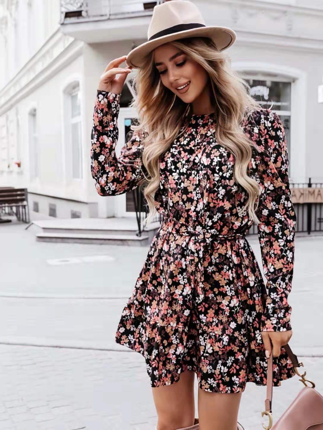 women flower print dress