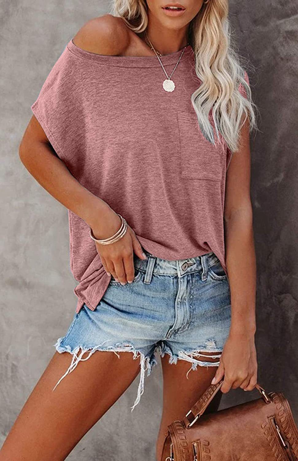 summer women solid pocket split raglan short