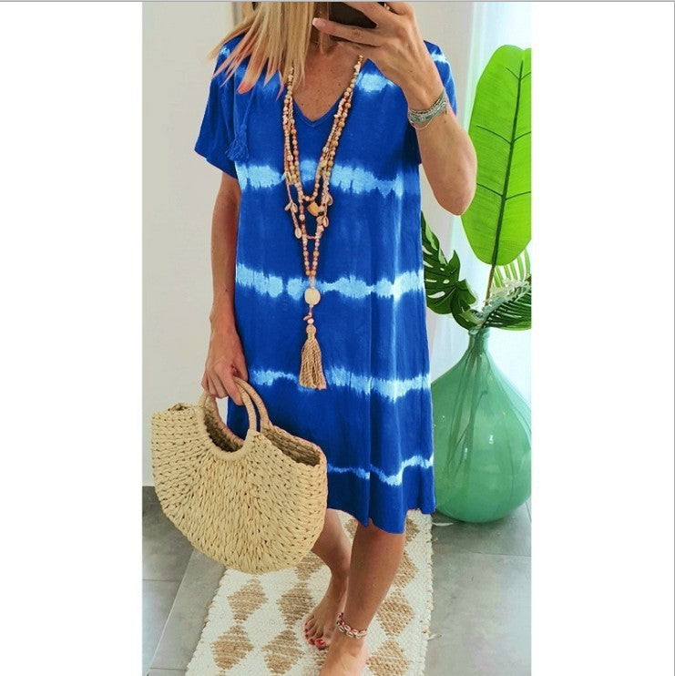 new hot sale summer women tie-dye print dress