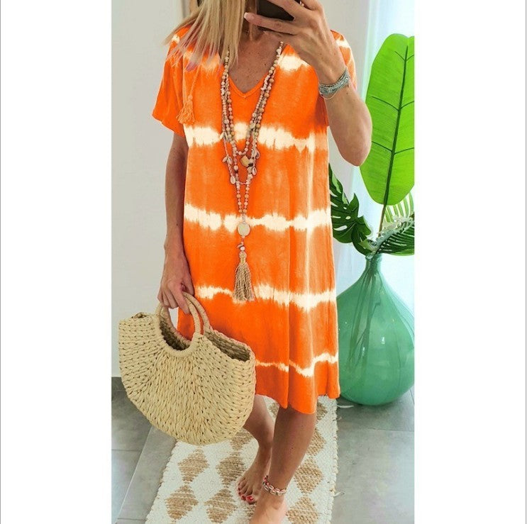 new hot sale summer women tie-dye print dress