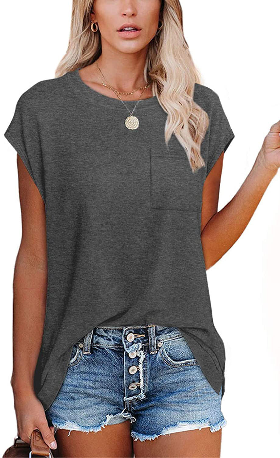 summer women solid pocket split raglan short