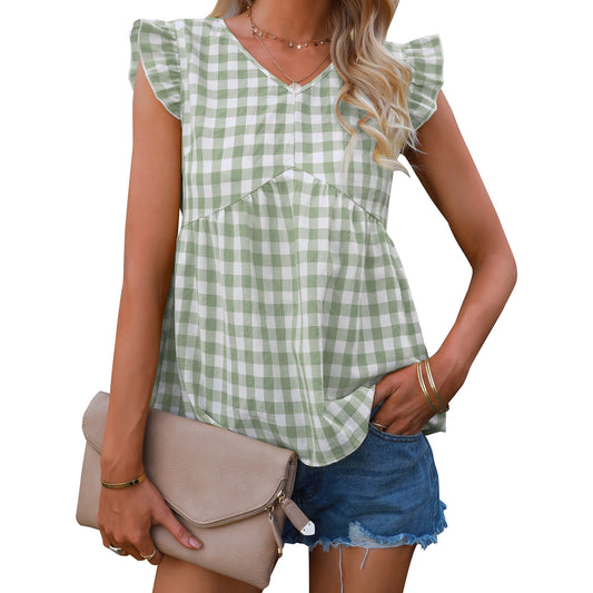 2022 summer new fashion women cotton v-neck shirts