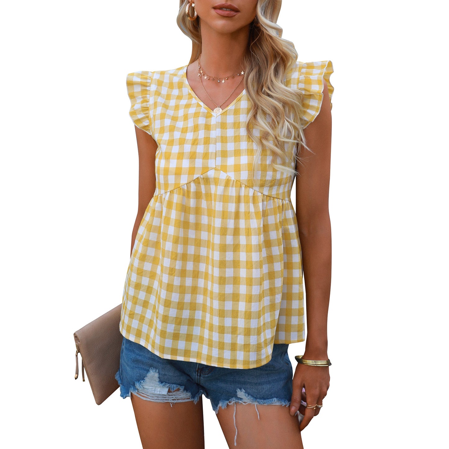 2022 summer new fashion women cotton v-neck shirts