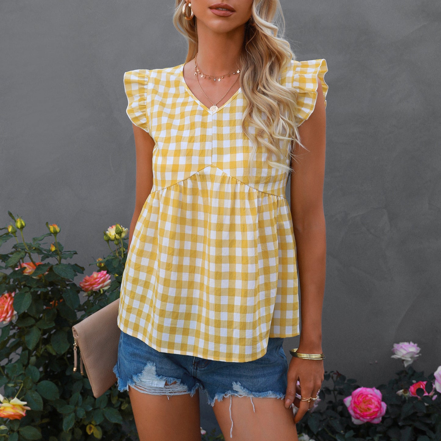2022 summer new fashion women cotton v-neck shirts