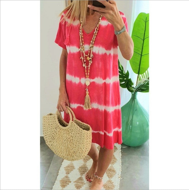 new hot sale summer women tie-dye print dress