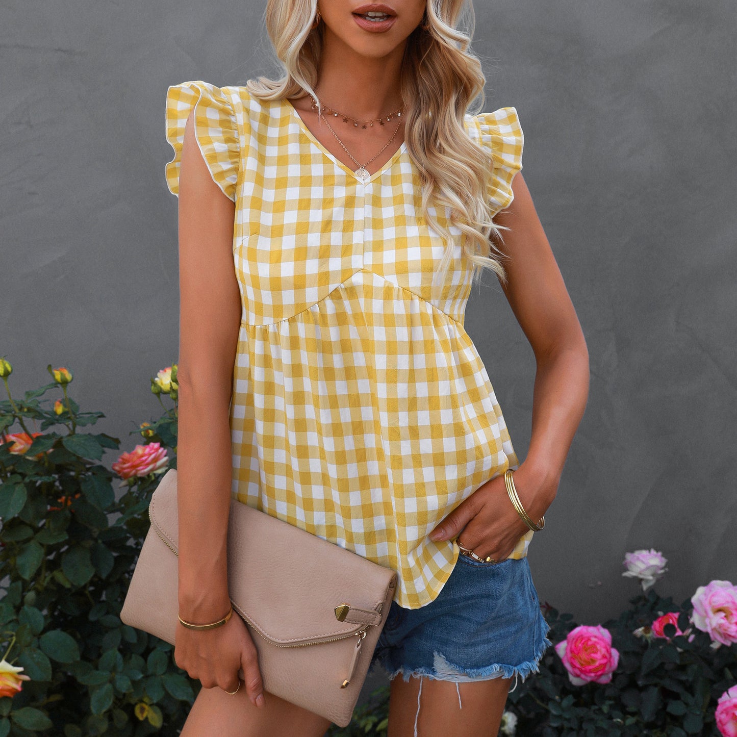 2022 summer new fashion women cotton v-neck shirts